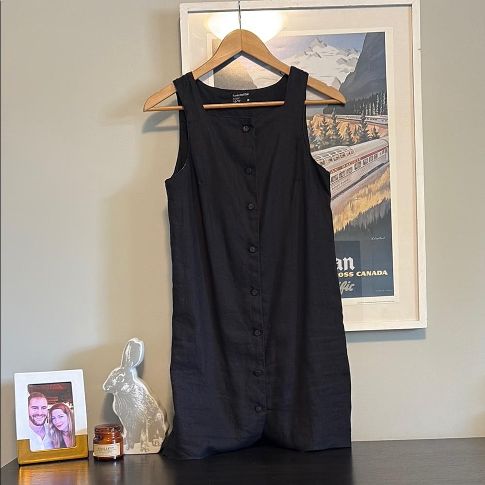 Frank and Oak Black Button-Down Sleeveless Dress